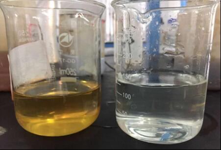 Raw water (left) and final effluent (right)