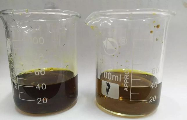 Comparison of nickel containing wastewater raw water and effluent (raw water 1700mg/L, effluent ≤ 0.1mg/L)