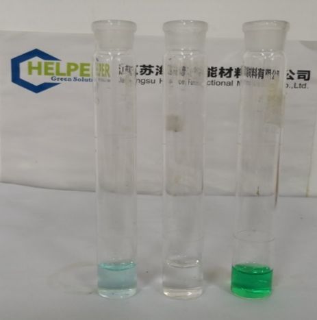 Figure 2 shows the raw water, adsorbed effluent, and desorption solution in sequence
