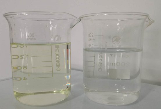 Adsorbed influent (left image), adsorbed effluent (right image)
